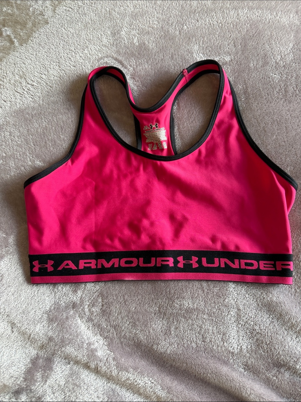 Under Armour Hot Pink and Black Racerback Sports Bra